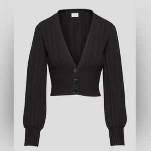 Wilfred Plunge Front Cardigan Merino wool V-neck cardigan Black